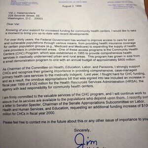 Jim Jeffords Signed Autograph Letter Feb 24 or Aug 3, 1999 – Senator Vermont